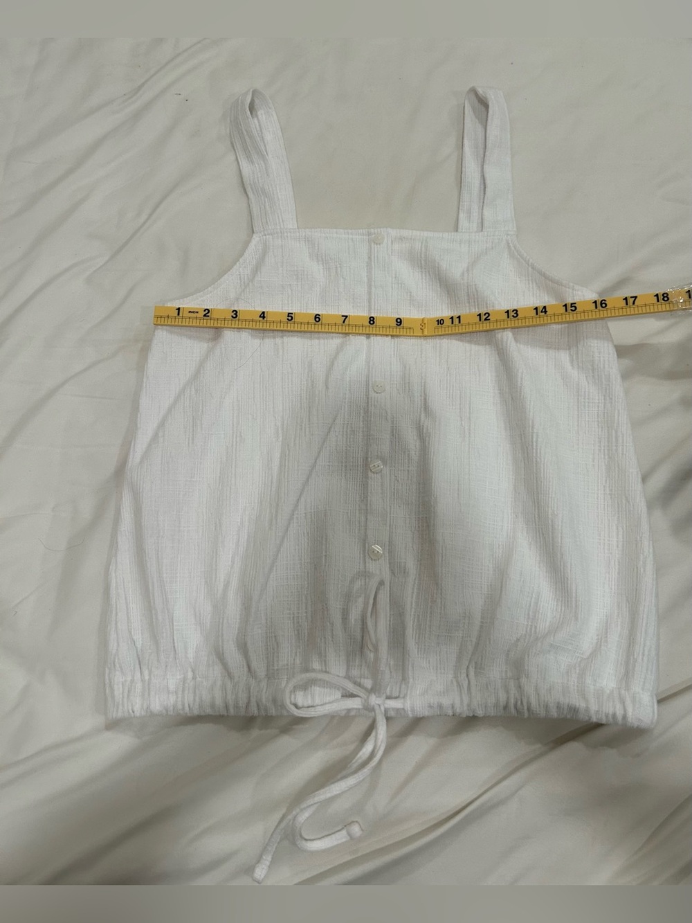 LOFT Outlet White Linen Blend Tie Hem Crop Tank Medium